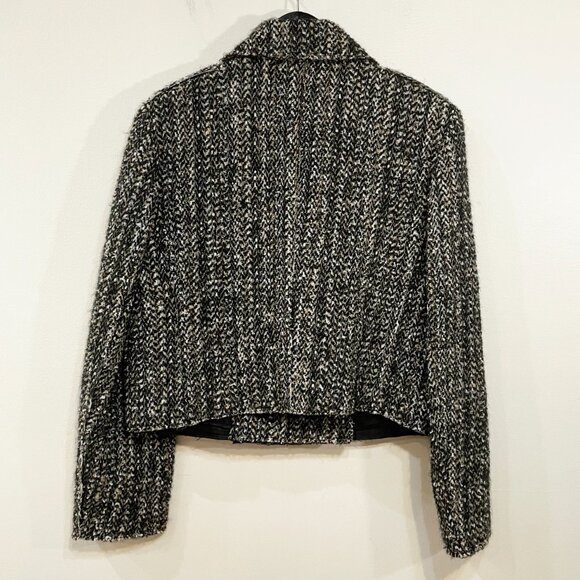 New Theory Sargent Wool Blend Tweed Jacket Black Beige 12 $495 - Picture 4 of 9